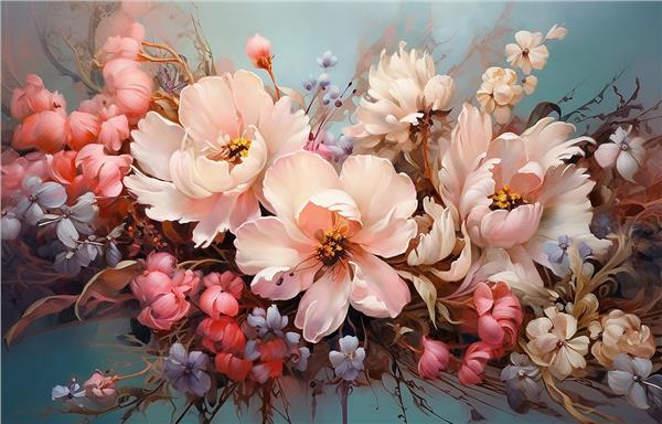 Büyük Çiçek Desen Tasarım Duvar Kağıdı